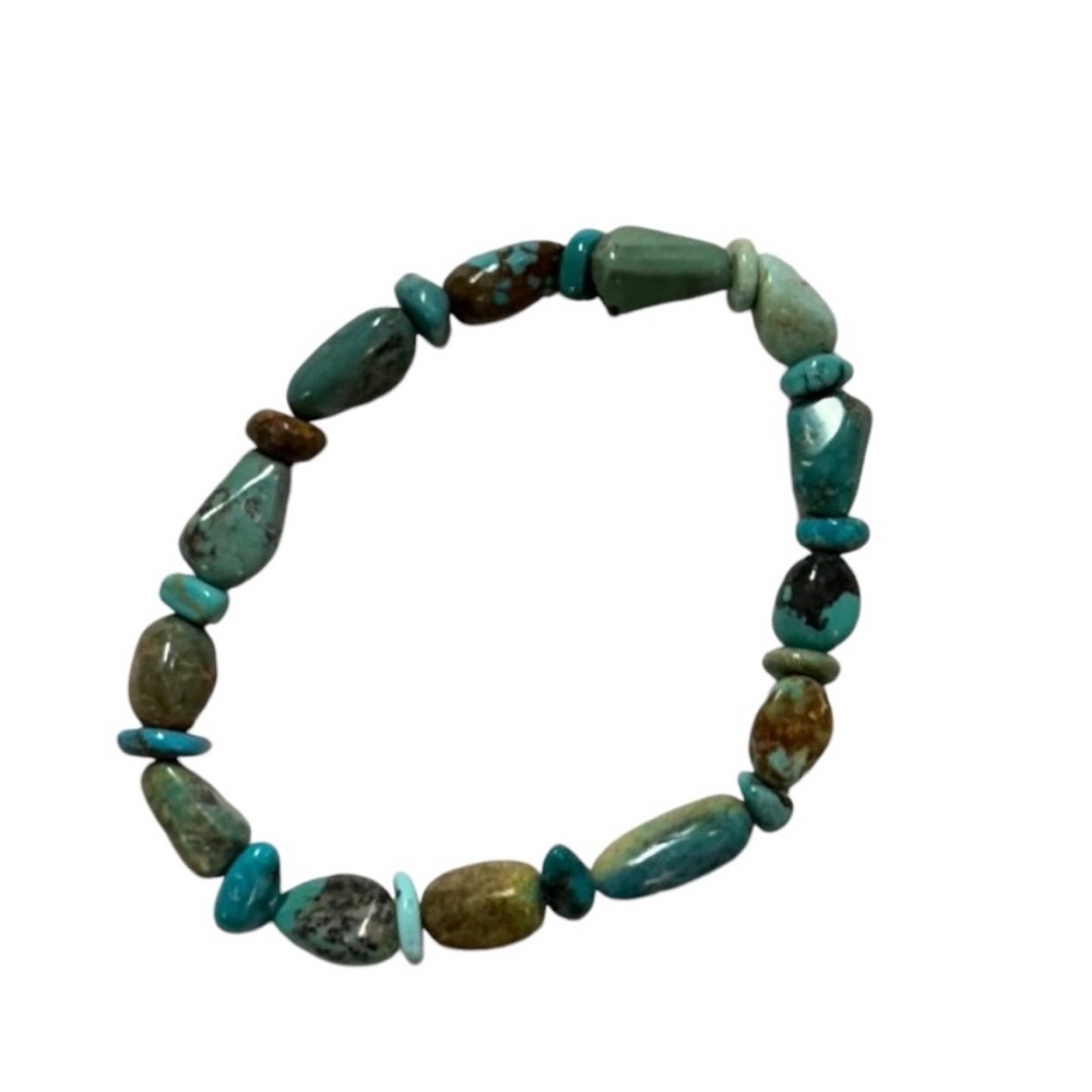 NATURAL TURQUOISE STONE Stretch BEADED Bracelet #2
